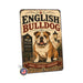 English Bulldog metal sign with vintage breed portrait style English Bulldog