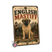 English Mastiff metal sign with vintage breed portrait style English Mastiff