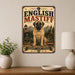 English Mastiff metal sign with vintage breed portrait style English Mastiff