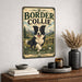 Border Collie metal sign with vintage breed portrait style Border Collie