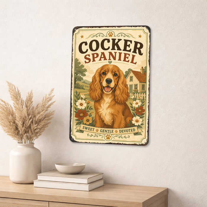 Cocker Spaniel metal sign with vintage breed portrait style Cocker Spaniel