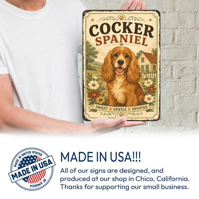 Cocker Spaniel metal sign with vintage breed portrait style Cocker Spaniel