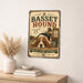 Basset Hound metal sign with vintage breed portrait style Basset Hound