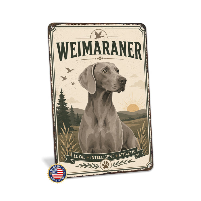 Weimaraner metal sign with vintage breed portrait style Weimaraner