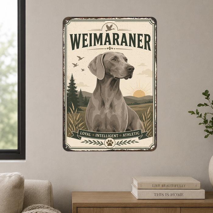 Weimaraner metal sign with vintage breed portrait style Weimaraner