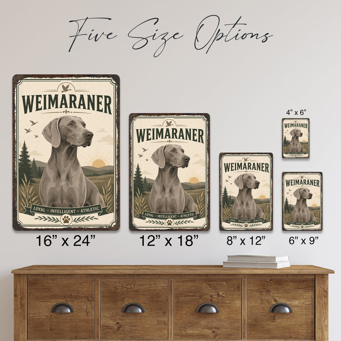 Weimaraner metal sign with vintage breed portrait style Weimaraner