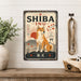 Shiba Inu metal sign with vintage breed portrait style Shiba Inu