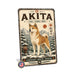 Akita metal sign with vintage breed portrait style Akita