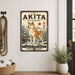 Akita metal sign with vintage breed portrait style Akita