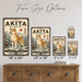 Akita metal sign with vintage breed portrait style Akita