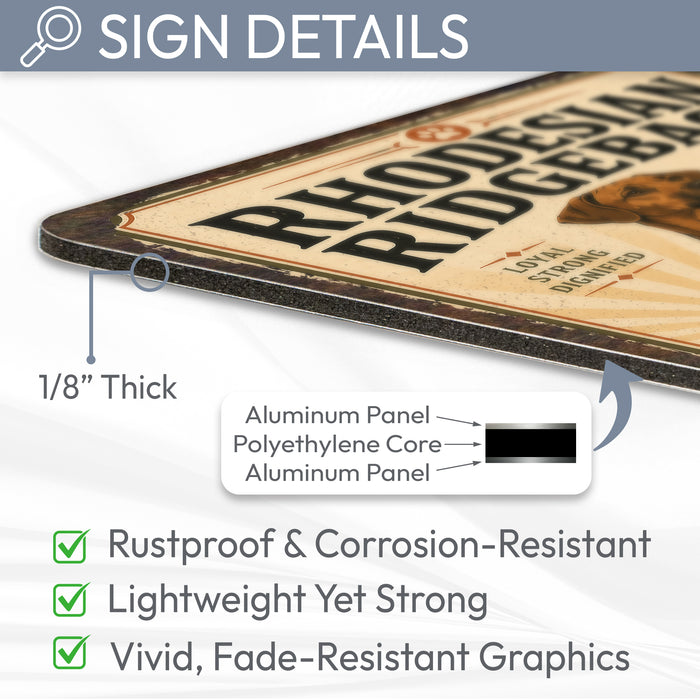 Rhodesian Ridgeback metal sign with vintage breed portrait style Rhodesian Ridgeback