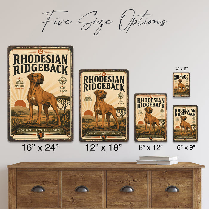 Rhodesian Ridgeback metal sign with vintage breed portrait style Rhodesian Ridgeback