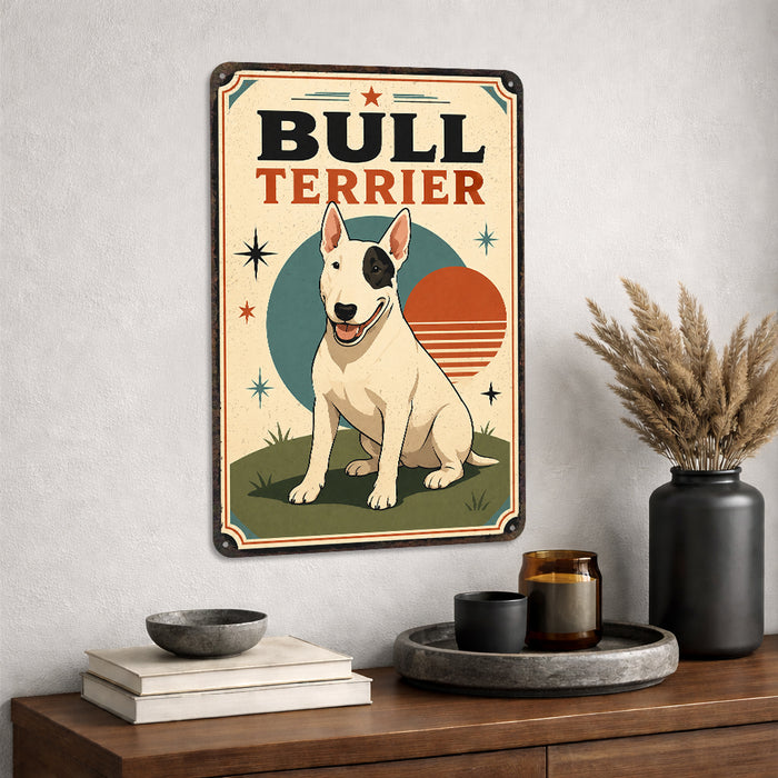 Bull Terrier metal sign with vintage breed portrait style Bull Terrier