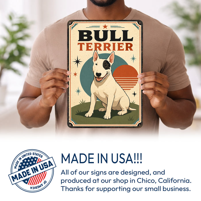 Bull Terrier metal sign with vintage breed portrait style Bull Terrier
