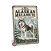 Alaskan Malamute metal sign with vintage breed portrait style Alaskan Malamute