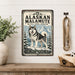 Alaskan Malamute metal sign with vintage breed portrait style Alaskan Malamute