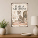 Italian Greyhound metal sign with vintage breed portrait style Italian Greyhound