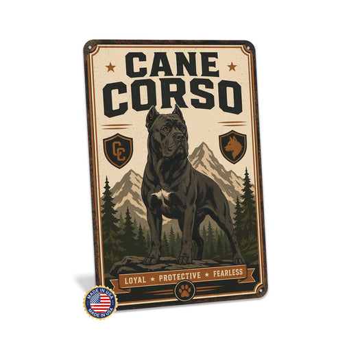Cane Corso metal sign with vintage breed portrait style Cane Corso