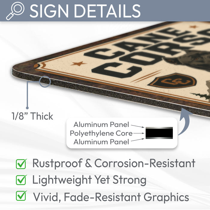 Cane Corso metal sign with vintage breed portrait style Cane Corso