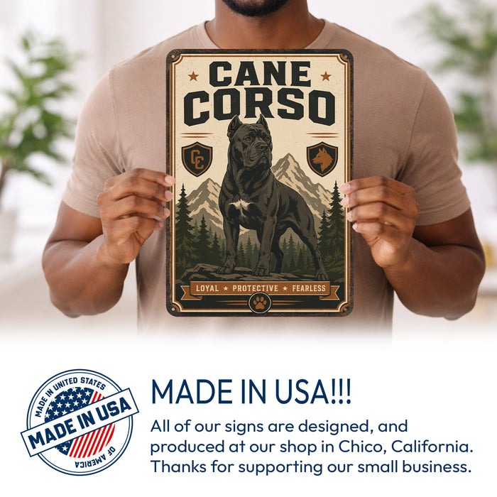 Cane Corso metal sign with vintage breed portrait style Cane Corso