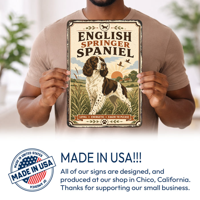 English Springer Spaniel metal sign with vintage breed portrait style English Springer Spaniel