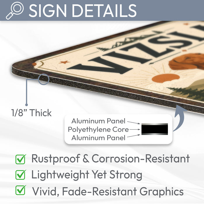 Vizsla metal sign with vintage breed portrait style Vizsla