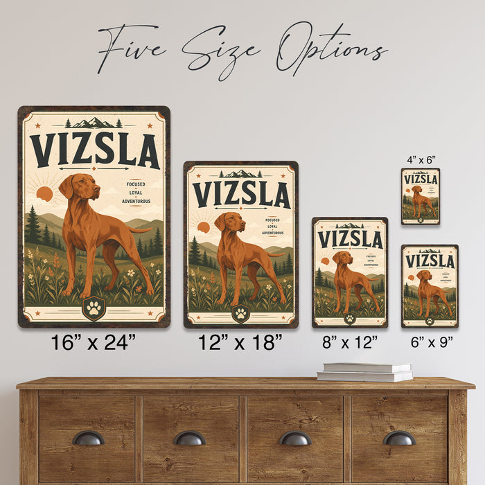 Vizsla metal sign with vintage breed portrait style Vizsla