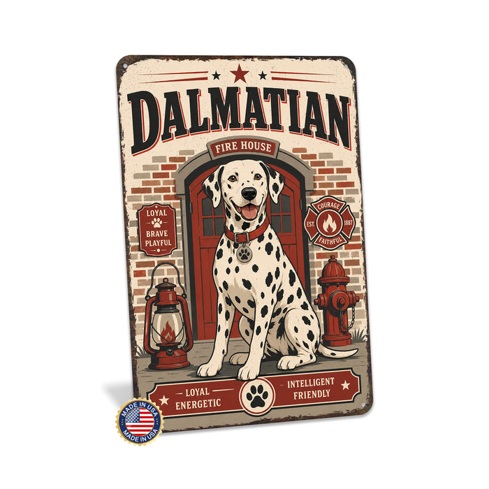 Dalmatian metal sign with vintage breed portrait style Dalmatian