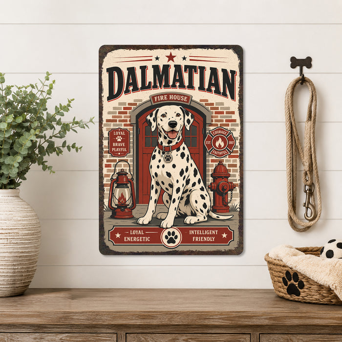 Dalmatian metal sign with vintage breed portrait style Dalmatian
