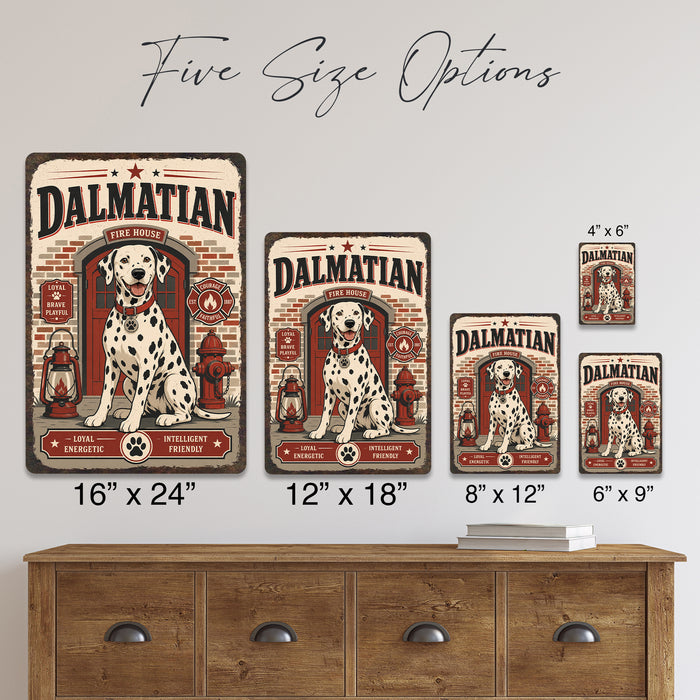 Dalmatian metal sign with vintage breed portrait style Dalmatian