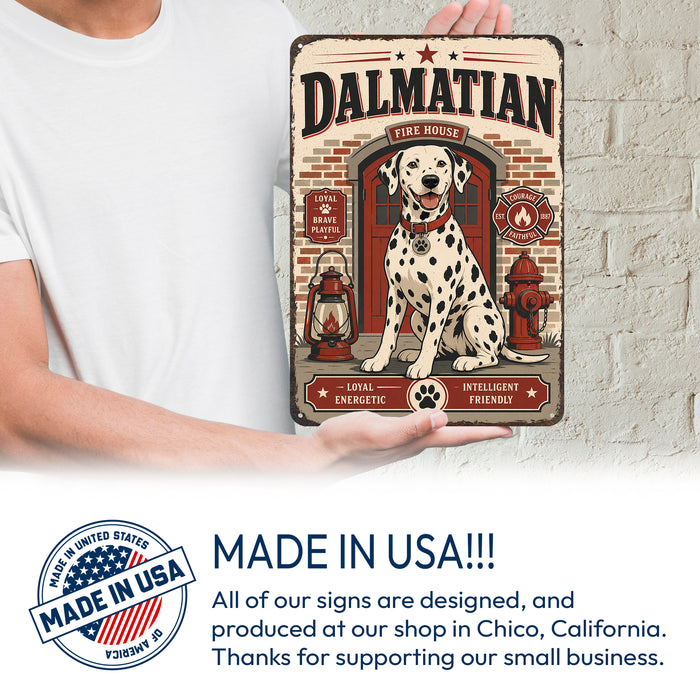 Dalmatian metal sign with vintage breed portrait style Dalmatian