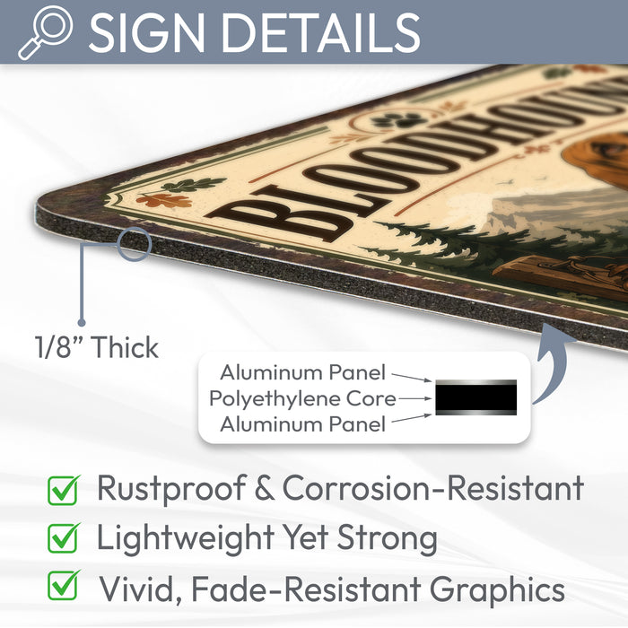 Bloodhound metal sign with vintage breed portrait style Bloodhound