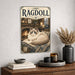 Ragdoll Cat metal sign with vintage breed portrait style Ragdoll Cat