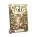 Scottish Fold metal sign with vintage breed portrait style Scottish Fold