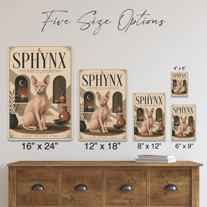 Sphynx Cat metal sign with vintage breed portrait style Sphynx Cat
