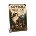 Norwegian Forest Cat metal sign with vintage breed portrait style Norwegian Forest Cat