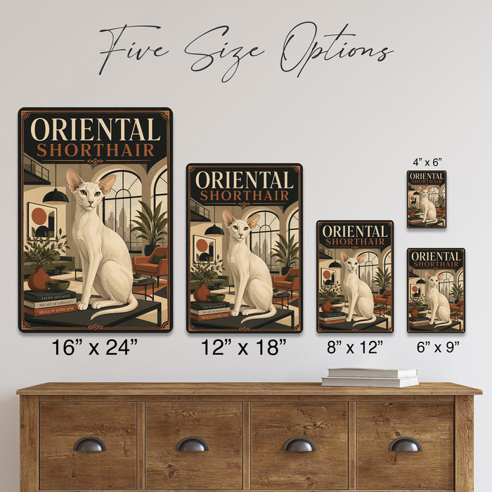 Oriental Shorthair metal sign with vintage breed portrait style Oriental Shorthair