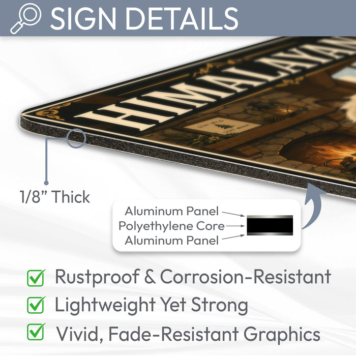 Himalayan Cat metal sign with vintage breed portrait style Himalayan Cat