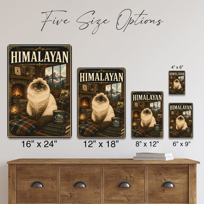 Himalayan Cat metal sign with vintage breed portrait style Himalayan Cat