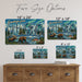 Greetings from Alaska metal sign with horizontal vintage 'Greetings from Alaska' large-letter postcard with snowy mountains