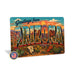 Greetings from Arizona metal sign with horizontal vintage 'Greetings from Arizona' large-letter postcard with red rock