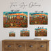 Greetings from Arizona metal sign with horizontal vintage 'Greetings from Arizona' large-letter postcard with red rock