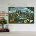 Greetings from Arkansas metal sign with horizontal vintage 'Greetings from Arkansas' large-letter postcard with Ozark