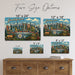 Greetings from Colorado metal sign with horizontal vintage 'Greetings from Colorado' large-letter postcard with Rocky
