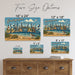 Greetings from Delaware metal sign with horizontal vintage 'Greetings from Delaware' large-letter postcard with Cape May