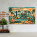 Greetings from Florida metal sign with horizontal vintage 'Greetings from Florida' large-letter postcard with palm-lined