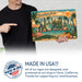 Greetings from Florida metal sign with horizontal vintage 'Greetings from Florida' large-letter postcard with palm-lined