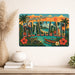 Greetings from Hawaii metal sign with horizontal vintage 'Greetings from Hawaii' large-letter postcard with Diamond Head