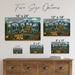 Greetings from Idaho metal sign with horizontal vintage 'Greetings from Idaho' large-letter postcard with Sawtooth
