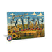 Greetings from Kansas metal sign with horizontal vintage 'Greetings from Kansas' large-letter postcard with Kansas wheat